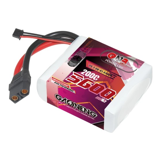 GNB GAONENG 5600mah 2S 7.4V 200C XT90 RC LiPo Battery Soft Pack Drag Racing Drag Pack High Performance Fast Speed RC Car  Race